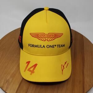 Aston Martin Hat Cap Mens OS Fernando Alonso 14 Spanish F1 Team 2025 Yellow Cars